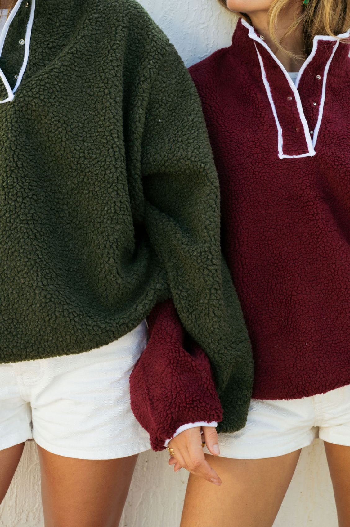 girl wearing maroon pullover fleece maroon