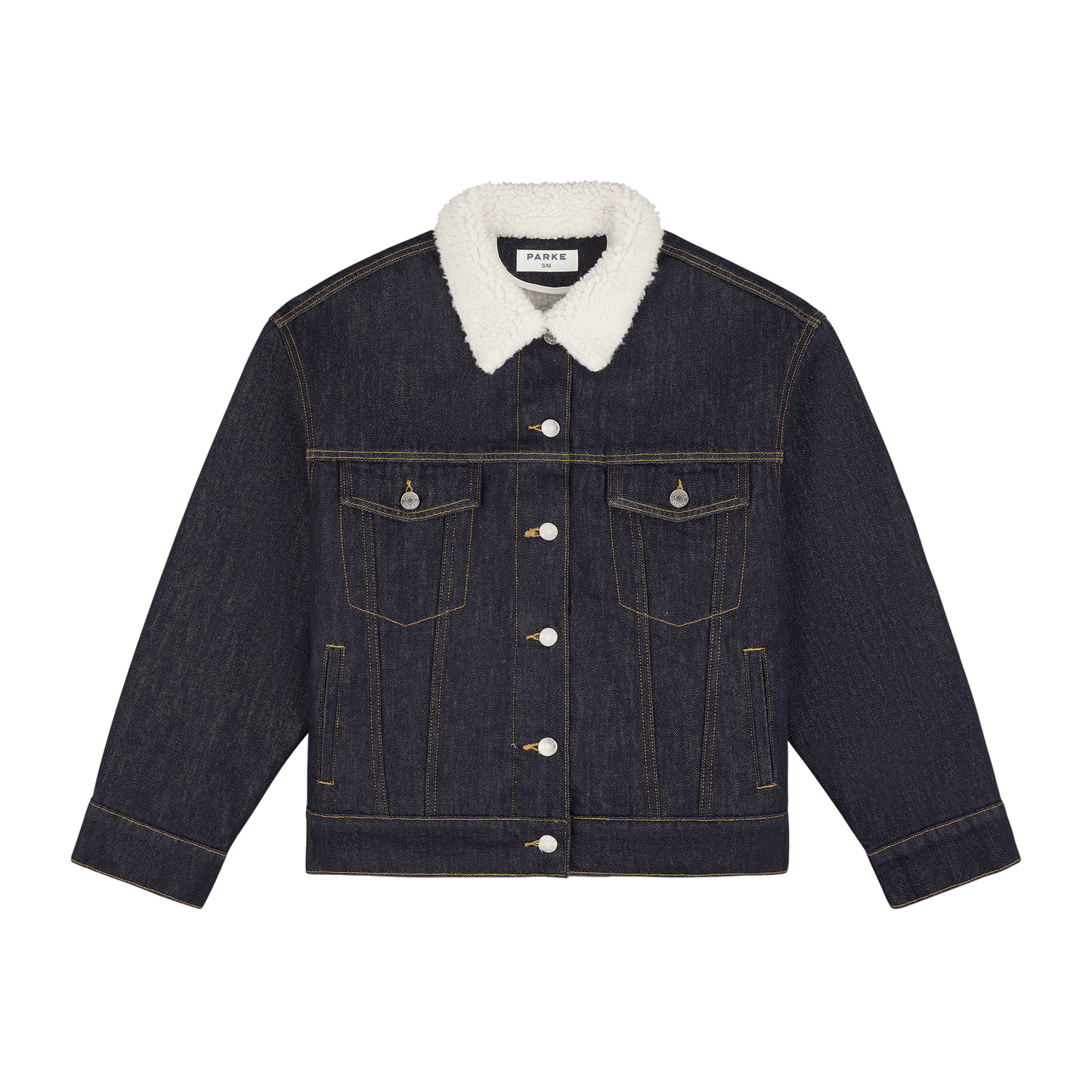 Oversized Sherpa Lined Denim Jacket -dark wash