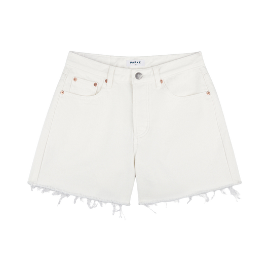 long baggy shorts flat lay -white