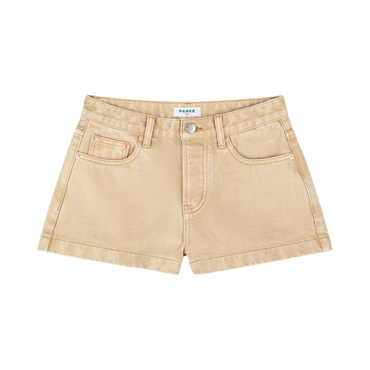 Denim Mini Shorts - Camel