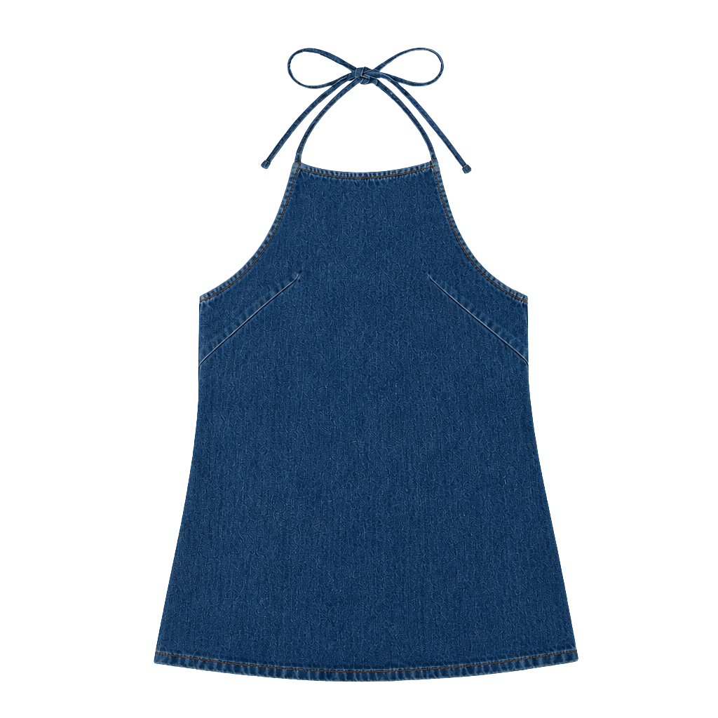 Halter Dress - Medium Wash