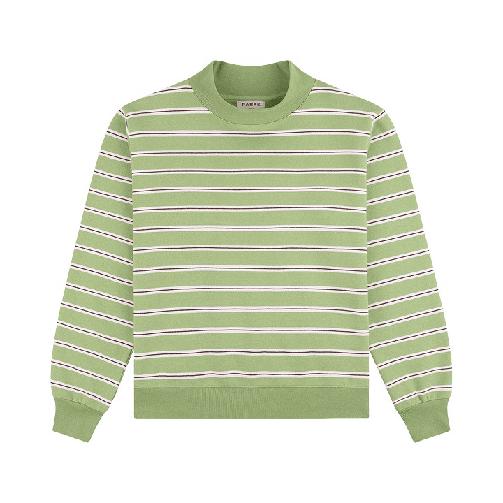 Stripe Mockneck Sweatshirt - Matcha