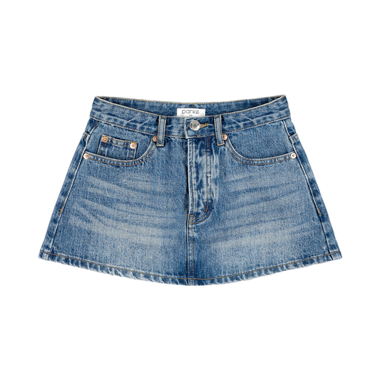 med wash denim mini skirt - med wash