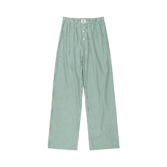 striped boxer pants flat lay - hunter green stripe