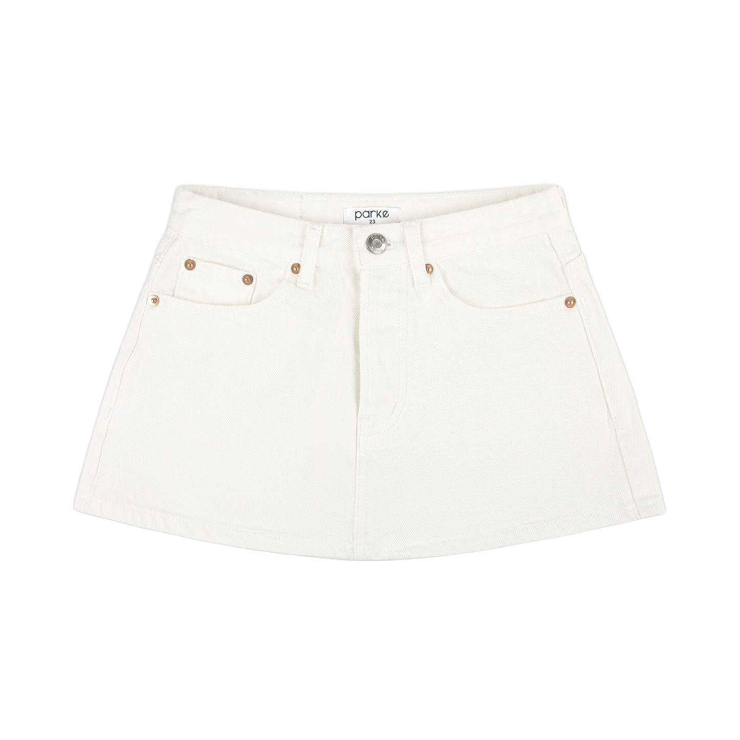 white denim mini skirt flat lay- white