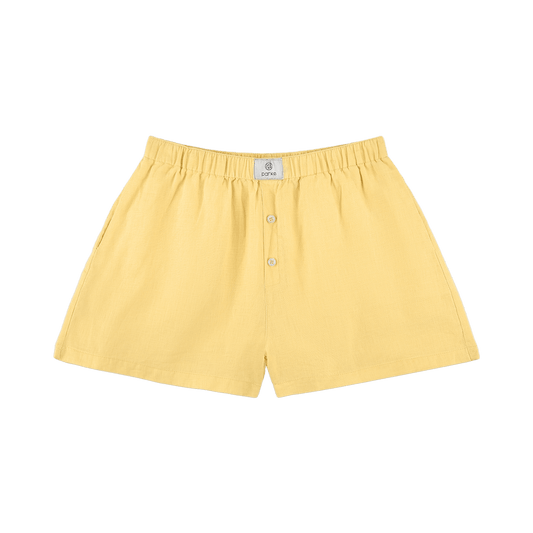 linen boxer short flat lay - sunshine