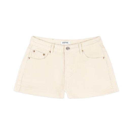 Cream Denim Mini Shorts