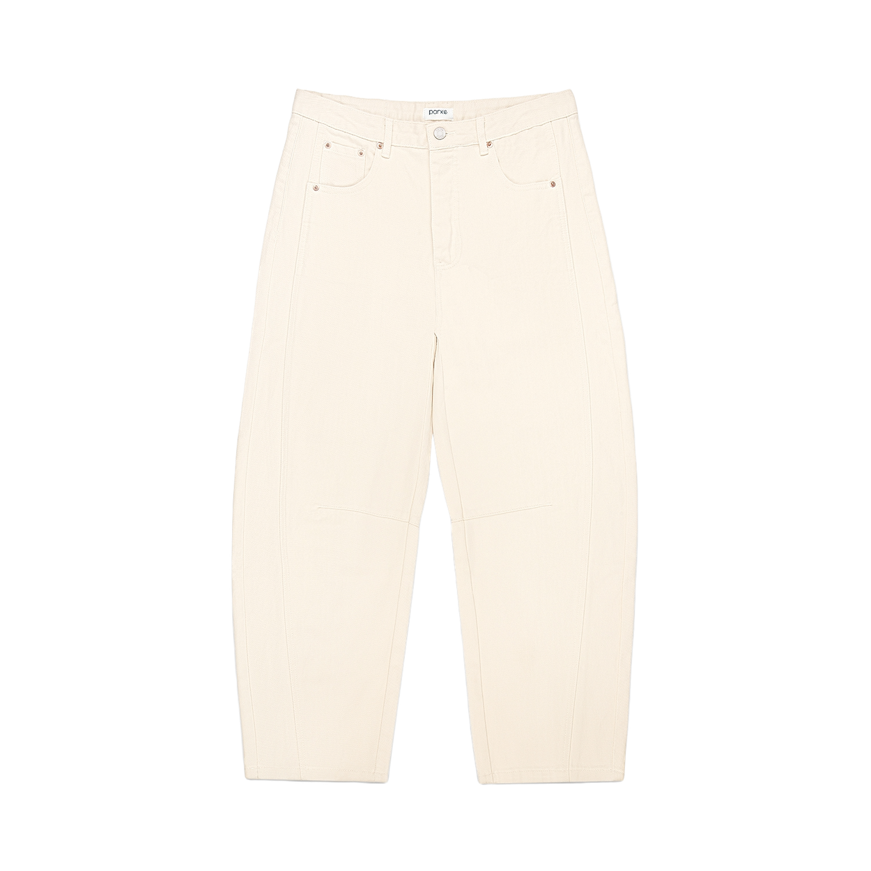 cream horseshoe jean flat lay - cream