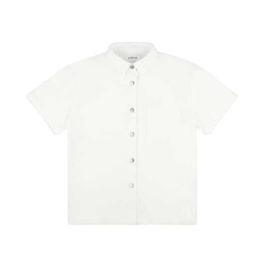 White Short Sleeve Denim Shirt