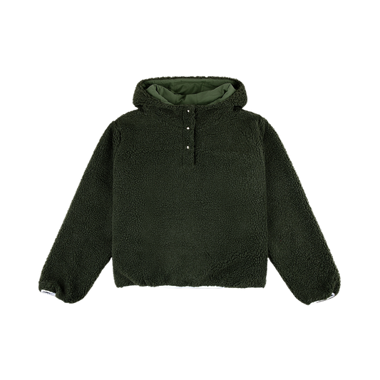 hunter green hooded fleece flat lay- hunter green