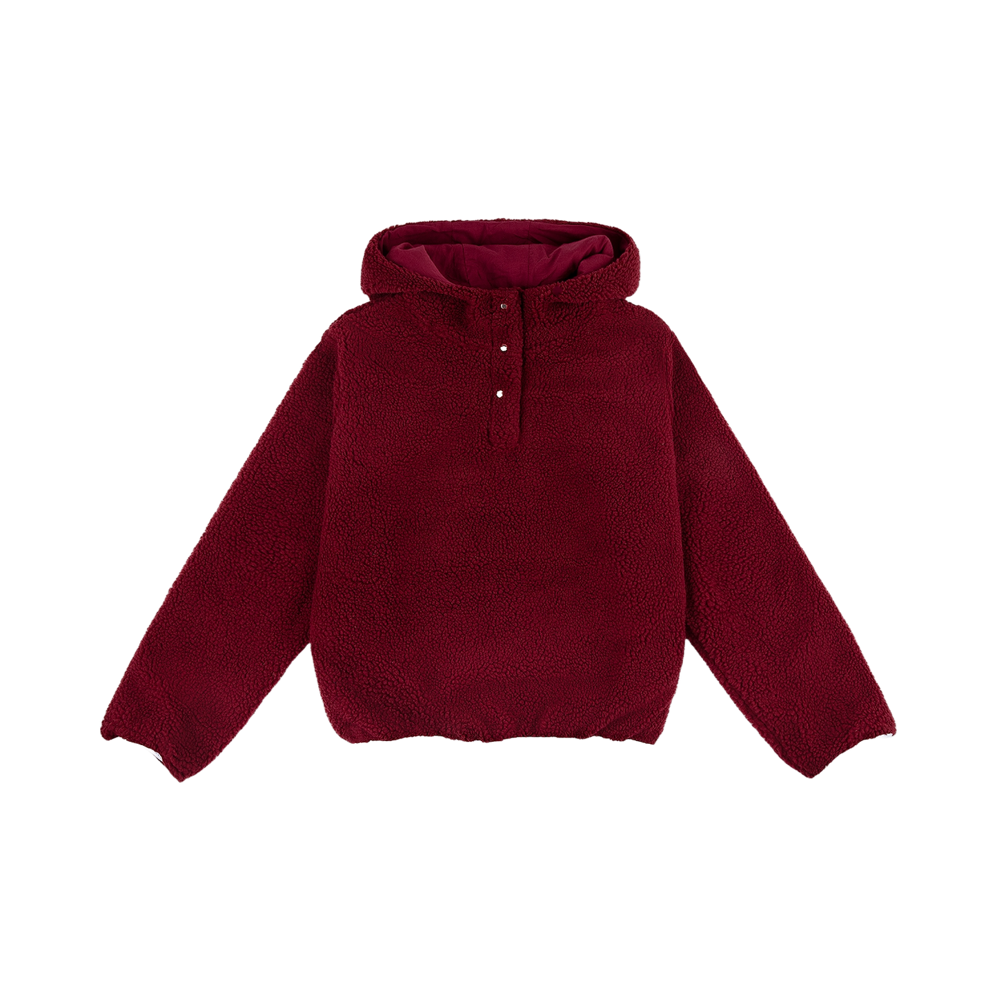 maroon hooded fleece flat lay- maroon