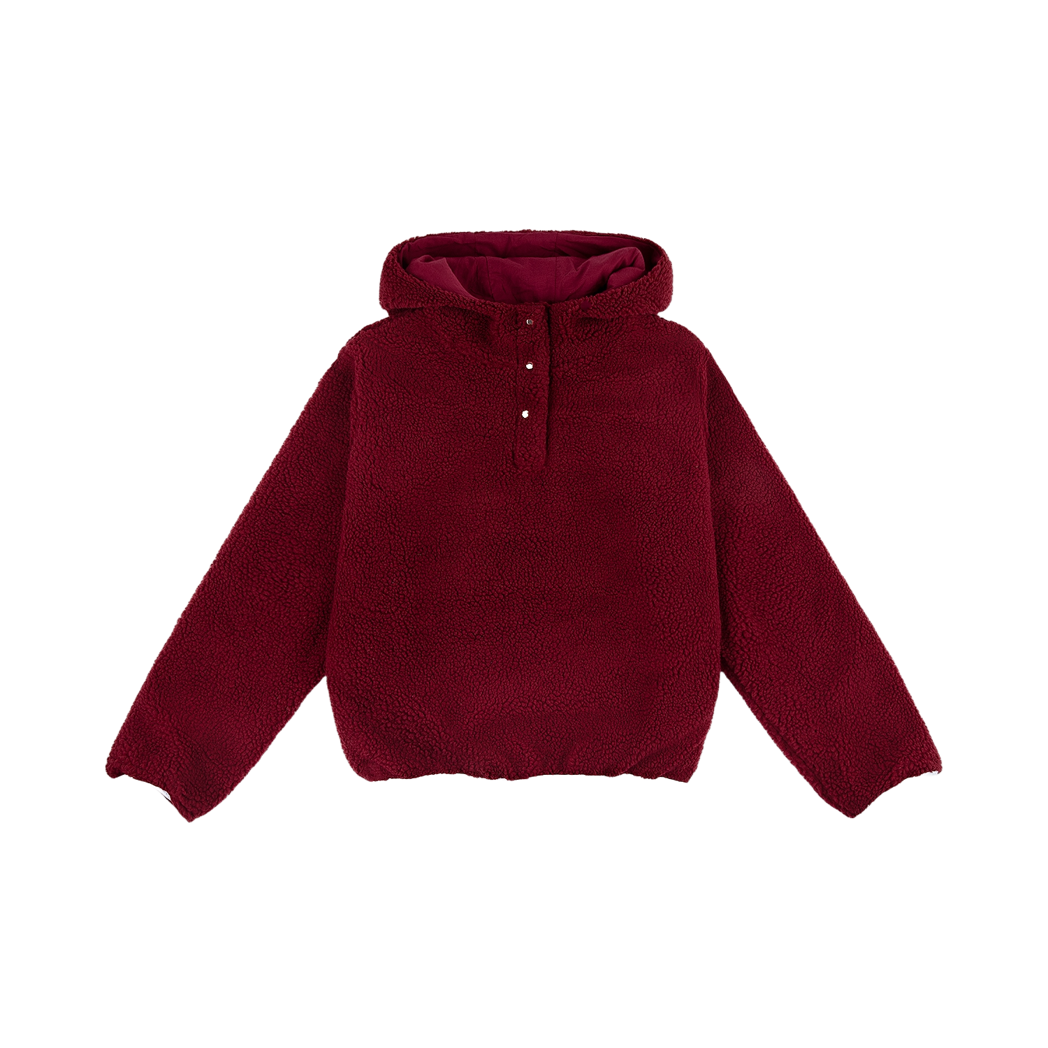 maroon hooded fleece flat lay- maroon