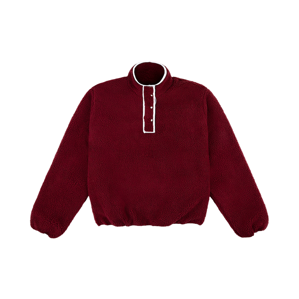 maroon pullover fleece flat lay - maroon