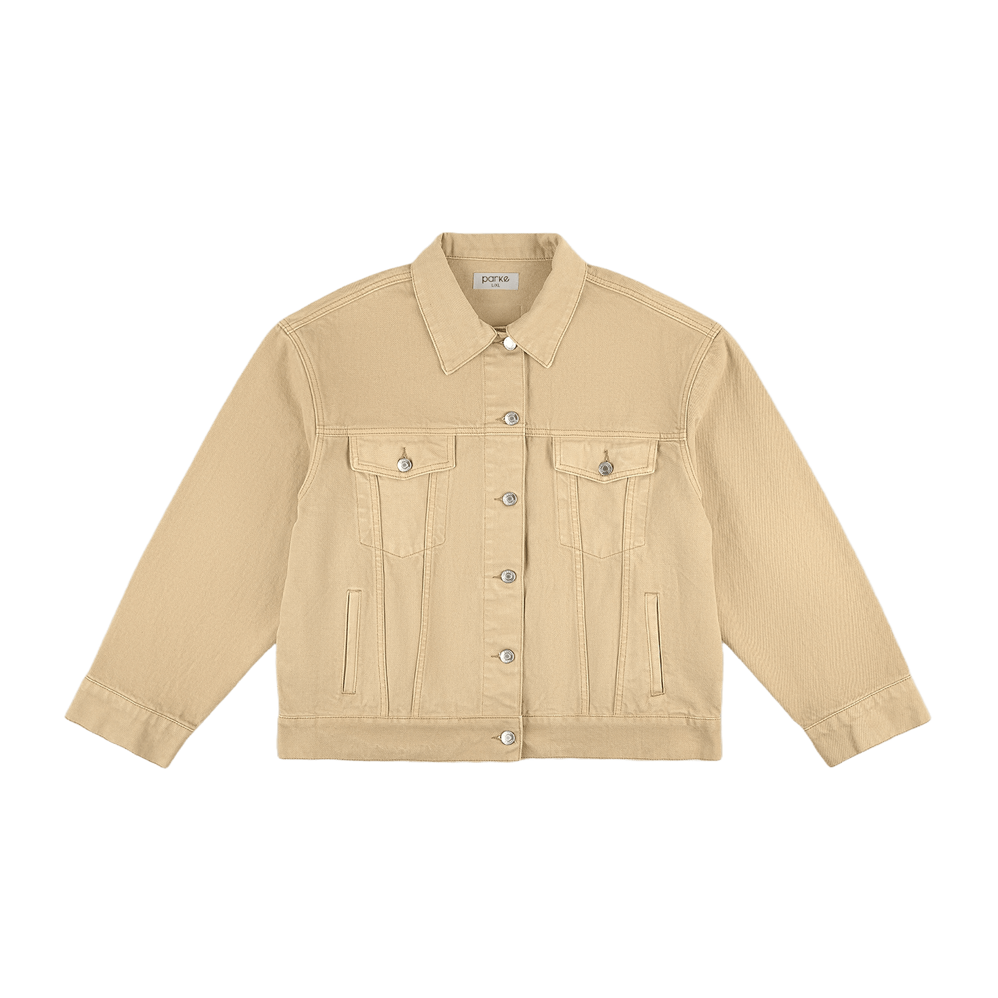 camel oversized jean jacket flat lay -camel