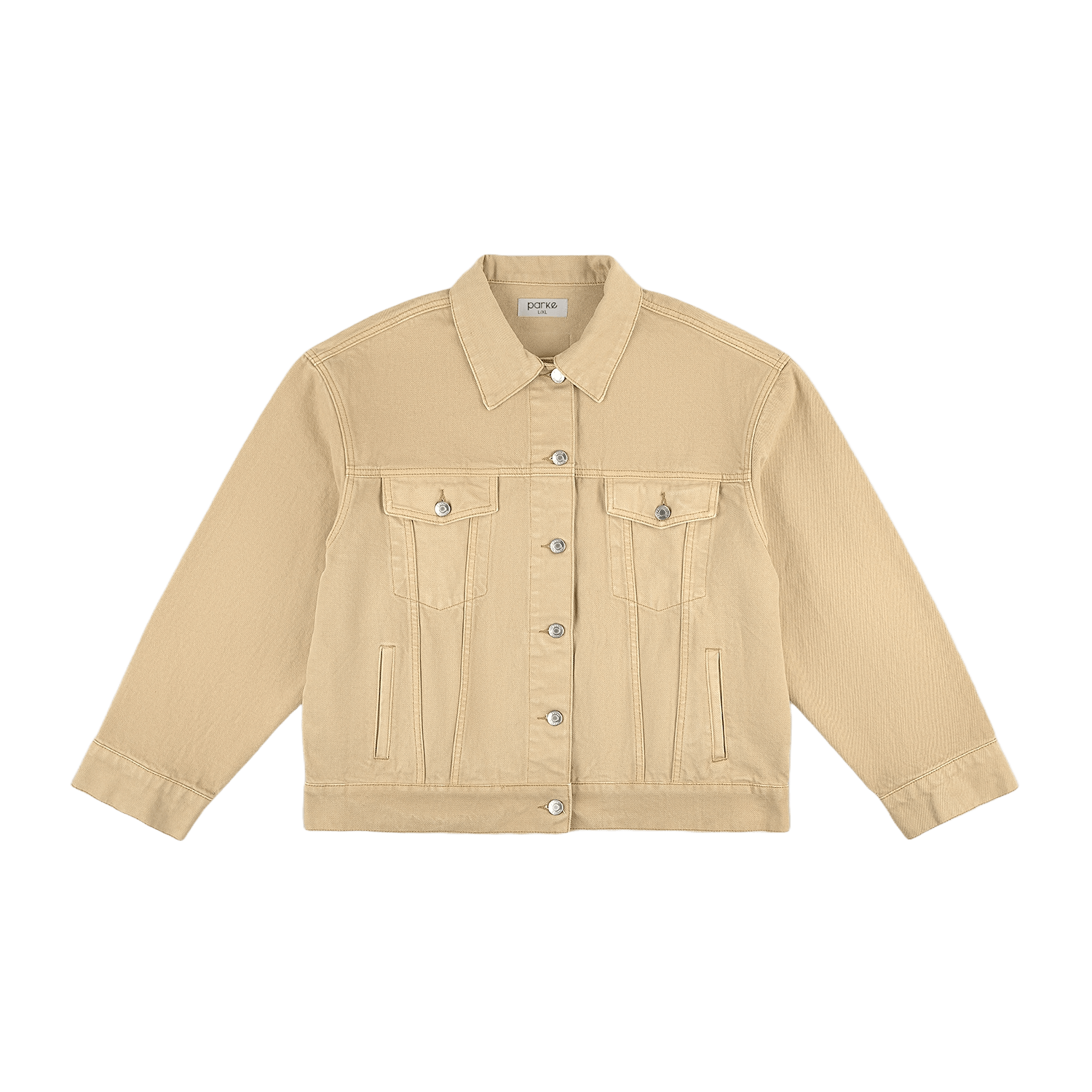 camel oversized jean jacket flat lay -camel