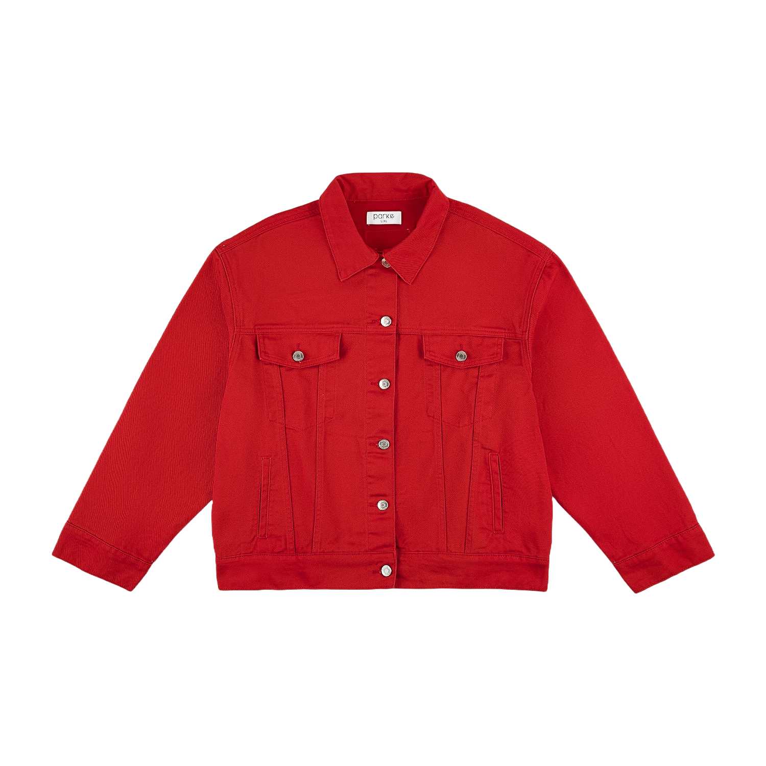 All red jean jacket best sale