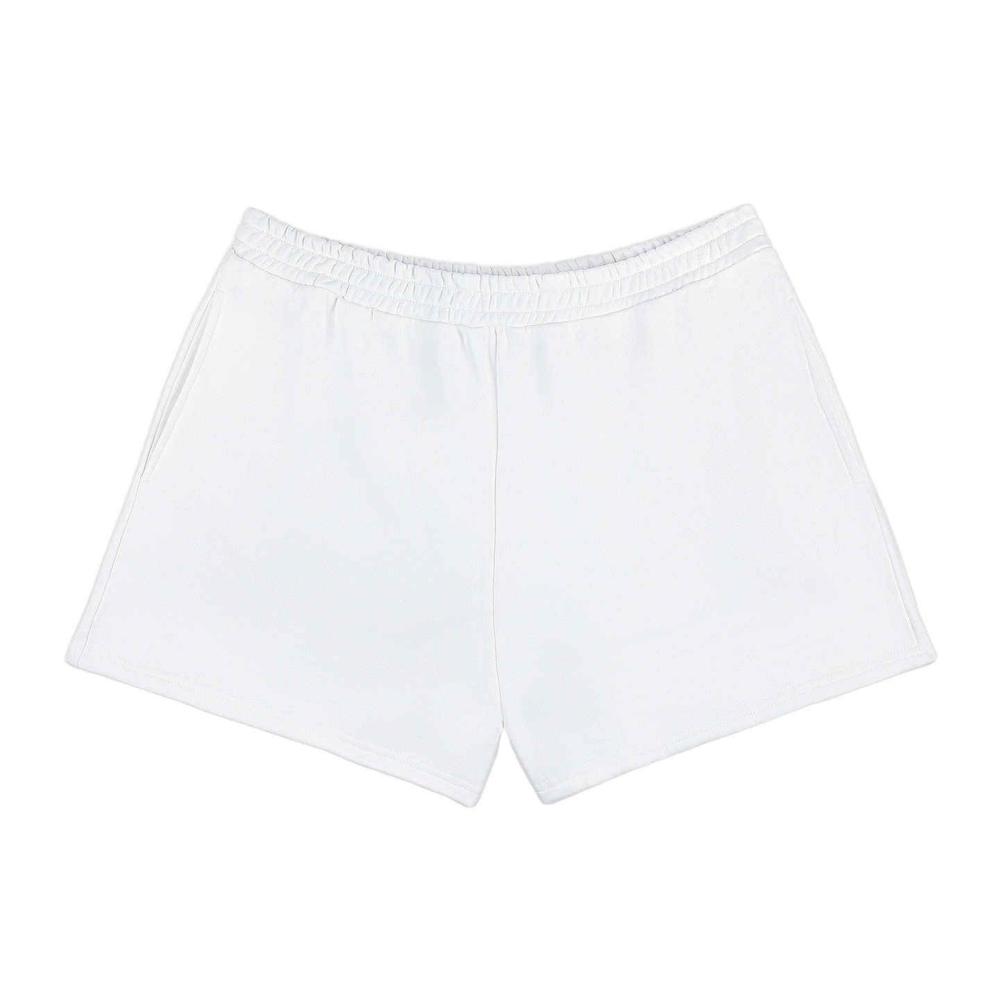 white french terry sweat short flat lay- white