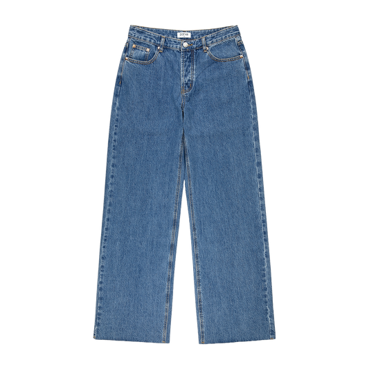 med wash low rise baggy jean flat lay- med wash