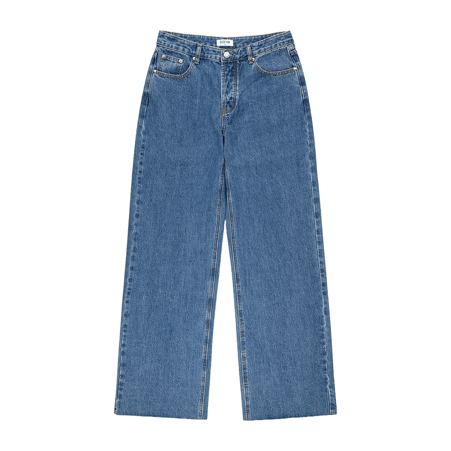 flat lay low rise baggy jean- med wash