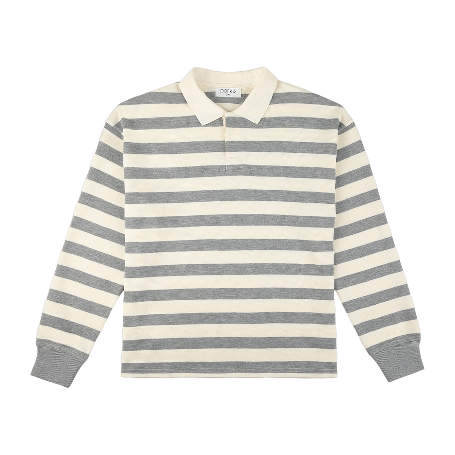 striped rugby flat lay -  grey + white stripe