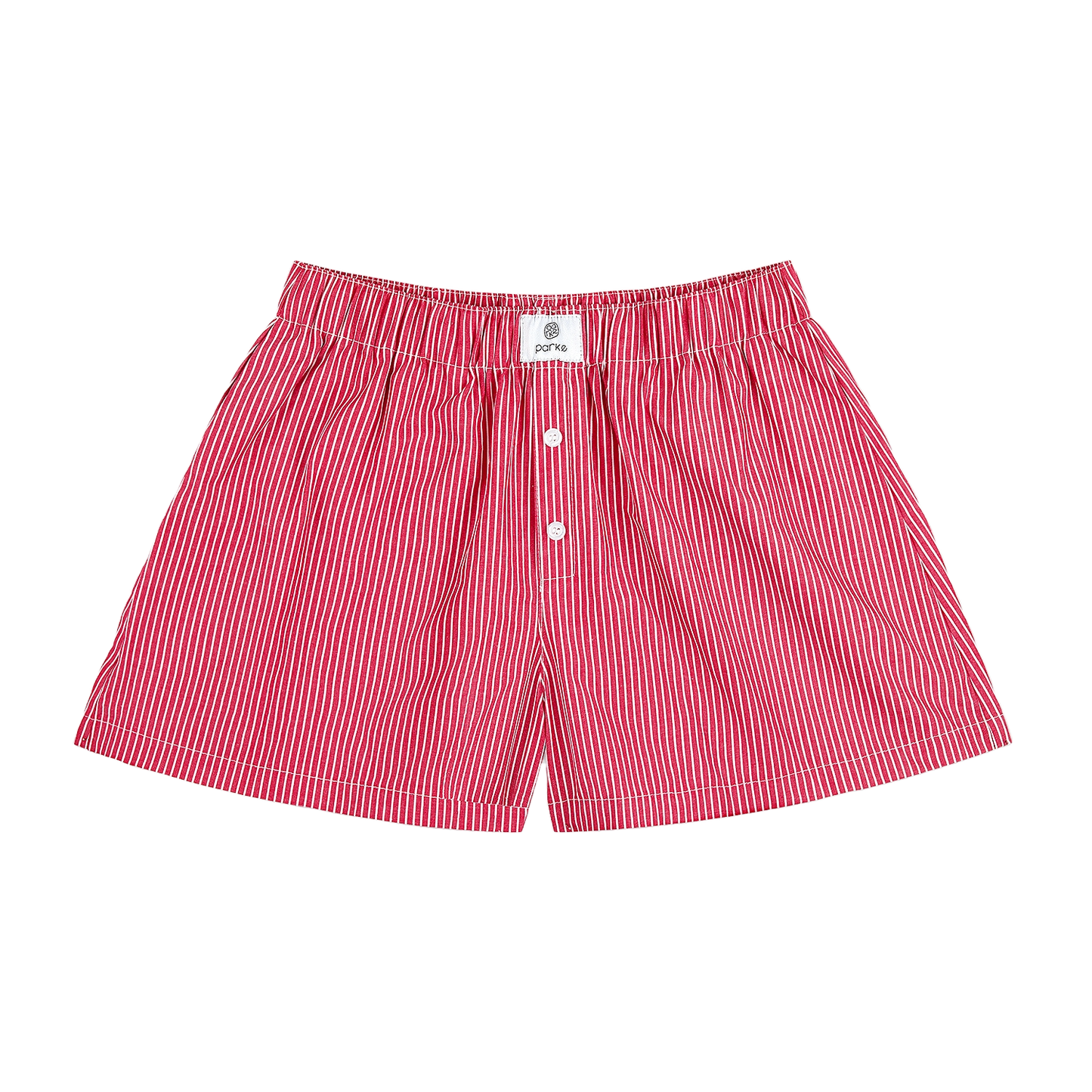 striped boxer shorts flat lay - cherry stripe