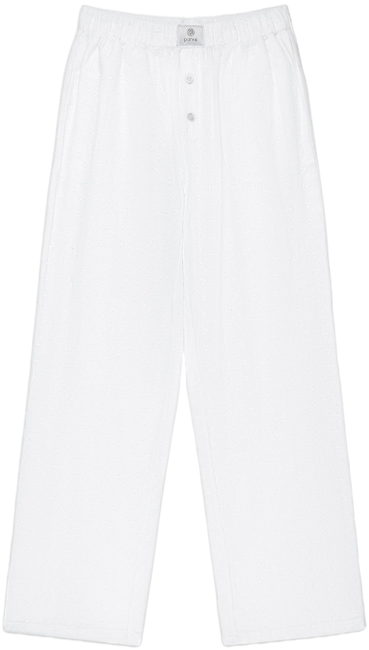 eyelet boxer pant flat lay -eyelet white