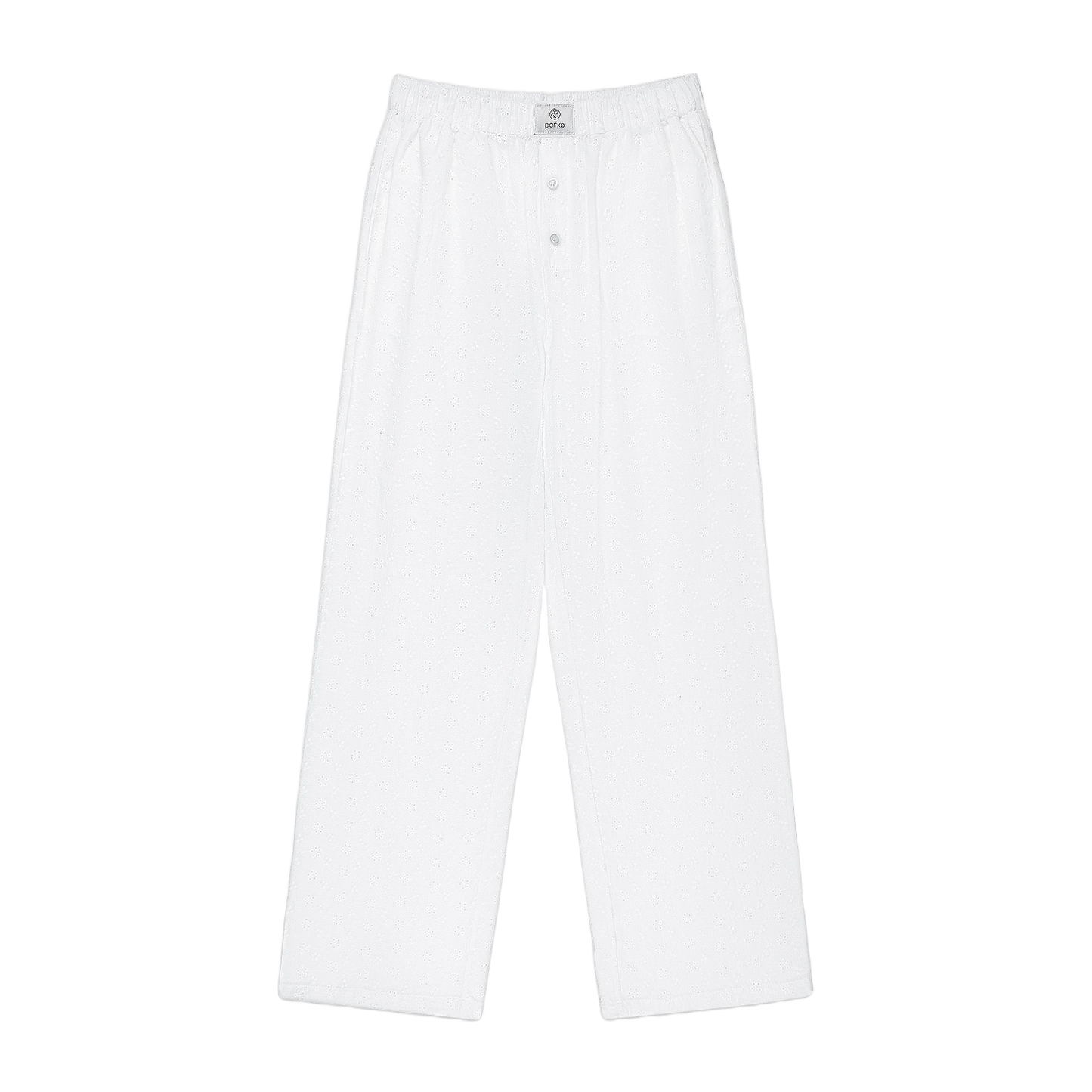 eyelet boxer pant flat lay- eyelet white