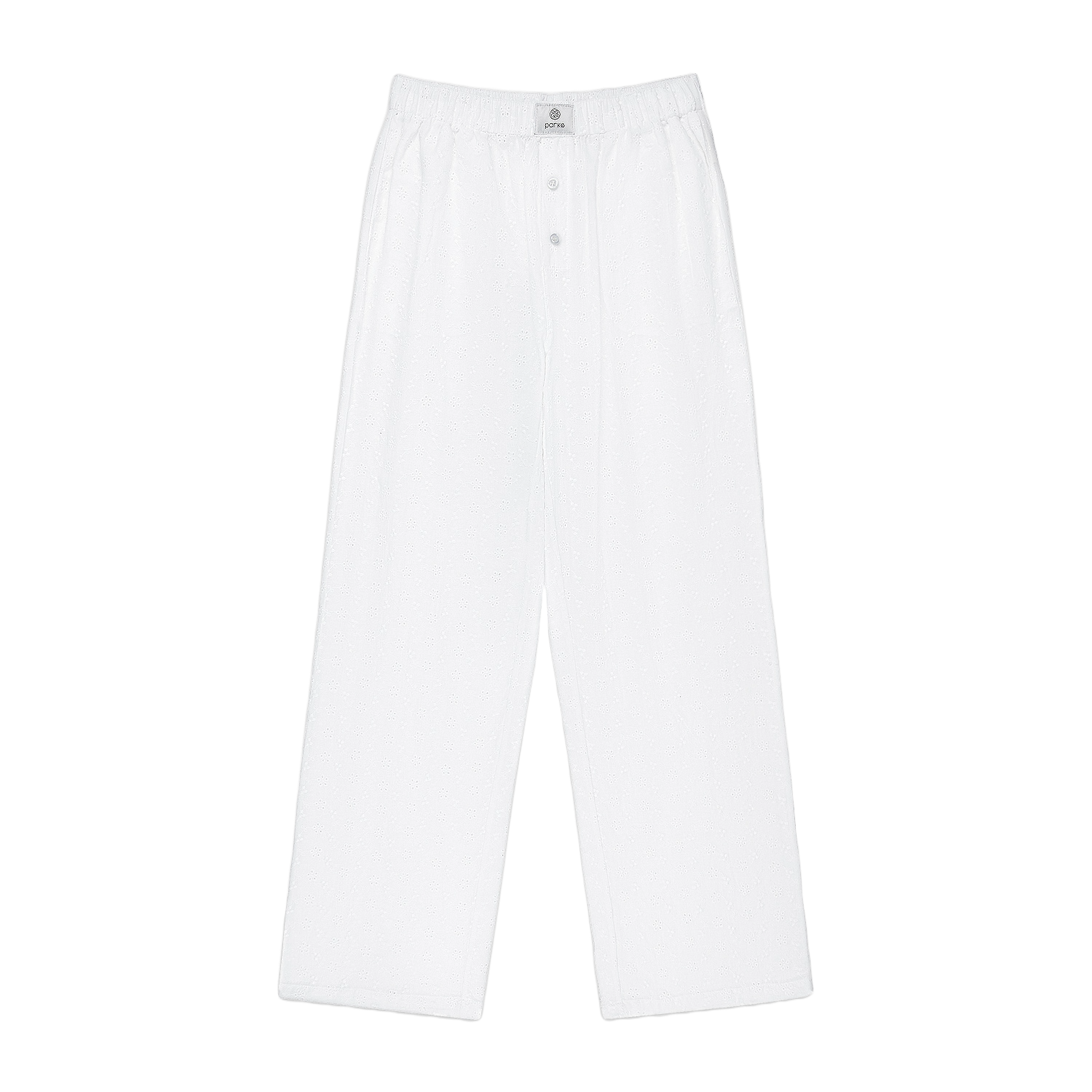 eyelet boxer pant flat lay- eyelet white