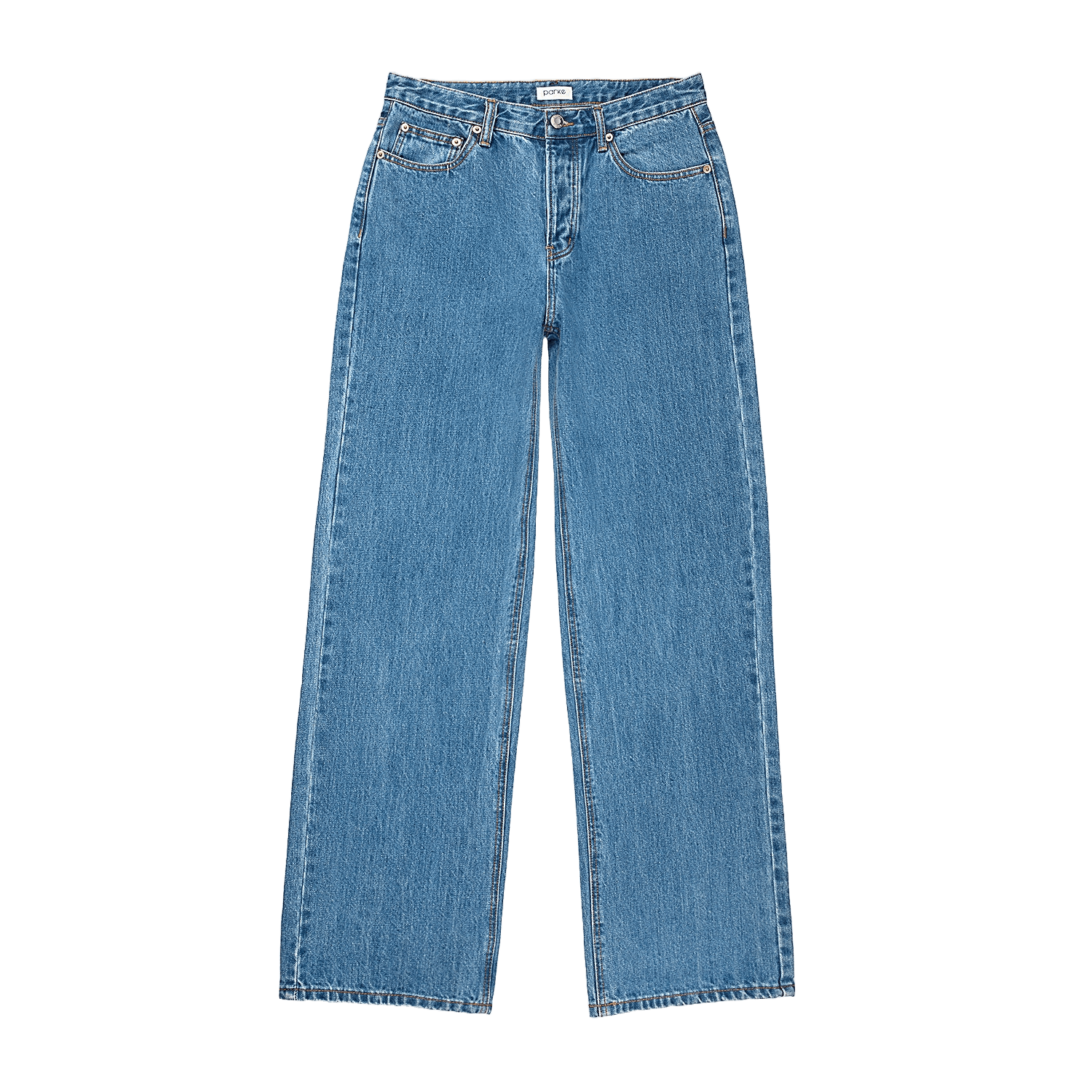 med wash classic straight jean flat lay - med wash