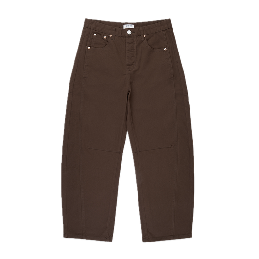 chocolate brown cotton twill horseshoe pant flat lay - chocolate brown