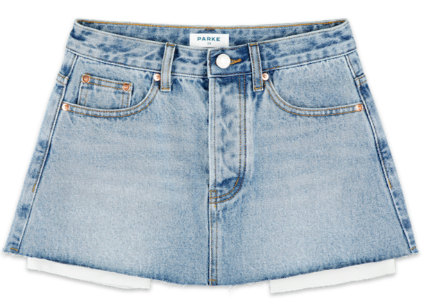 denim mini skirt flat lay -vintage wash