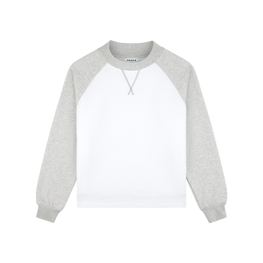 Raglan Mockneck - Classic Grey + White