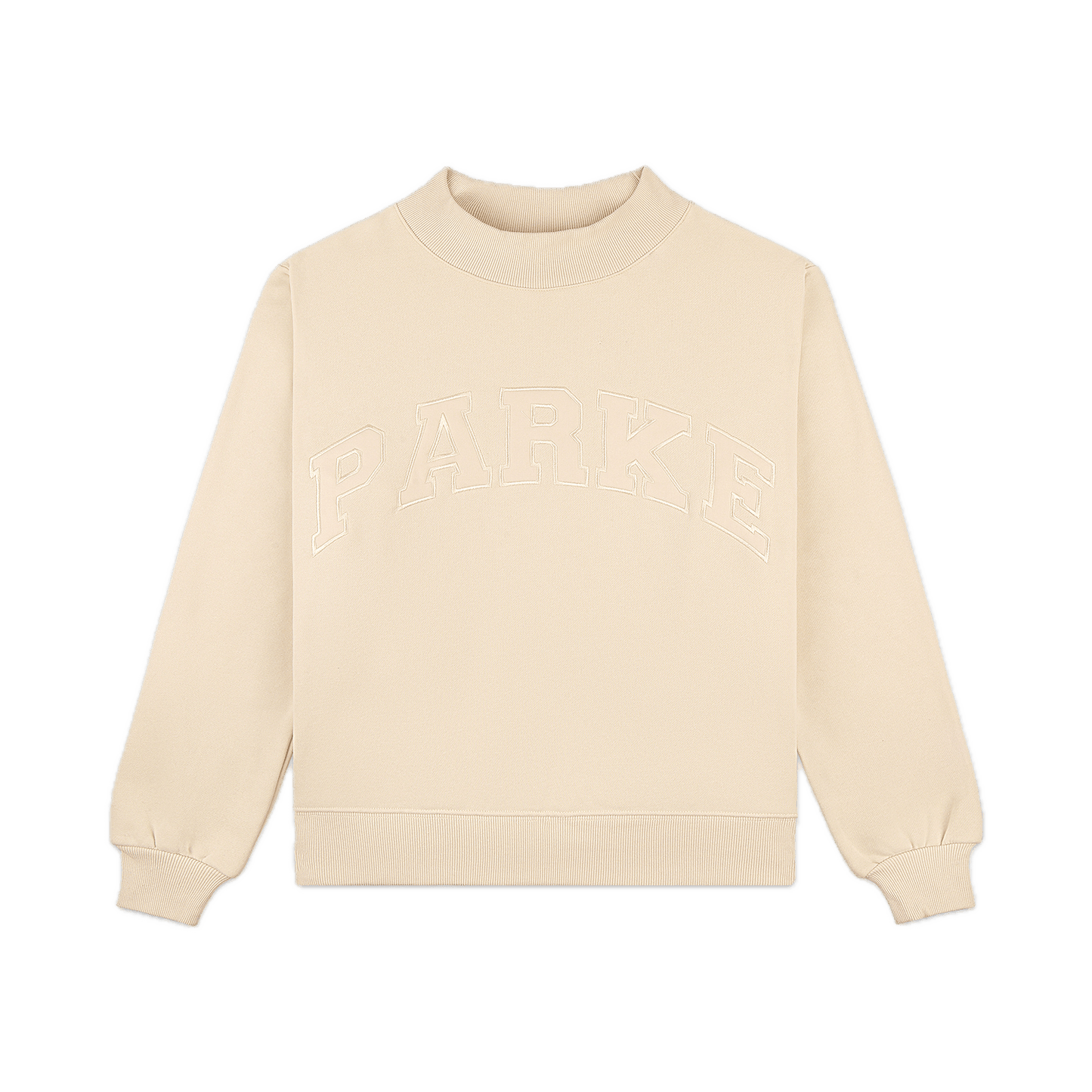 buttercream monochrome varsity mockneck flat lay- buttercream