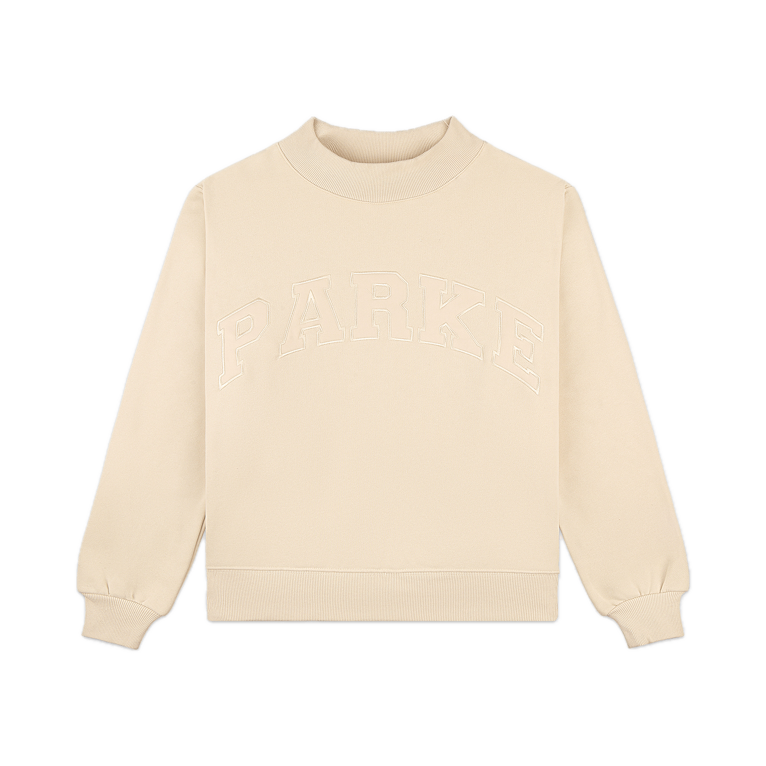 buttercream monochrome varsity mockneck flat lay- buttercream