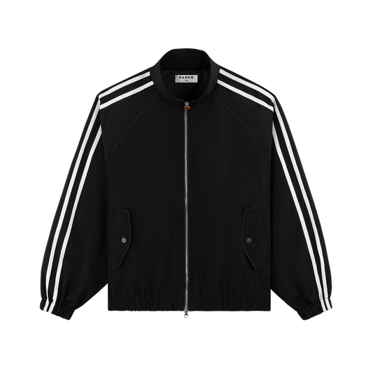 Sport Stripe Nylon Jacket - Black