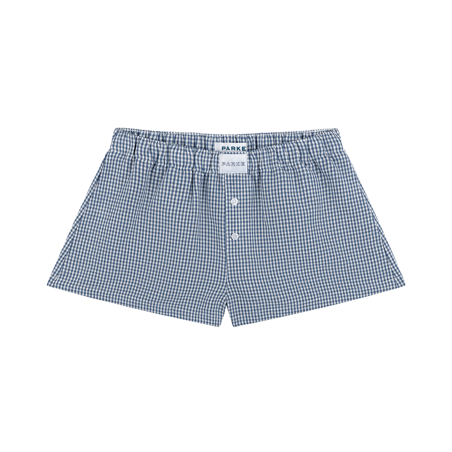 Gingham Linen Boxer Shorts - Blue Gingham