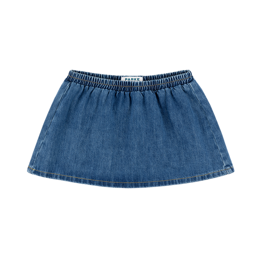 Elastic Mini Skirt - Medium Wash