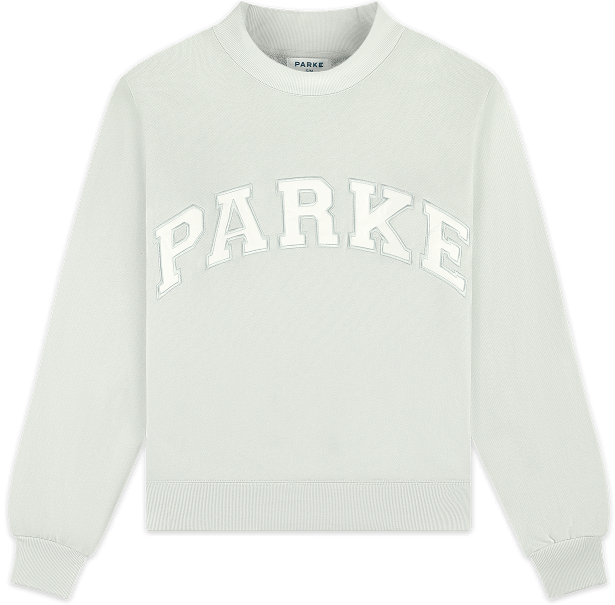 heritage varsity mockneck flat lay -something blue + white