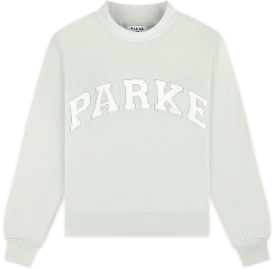 heritage varsity mockneck flat lay -something blue + white
