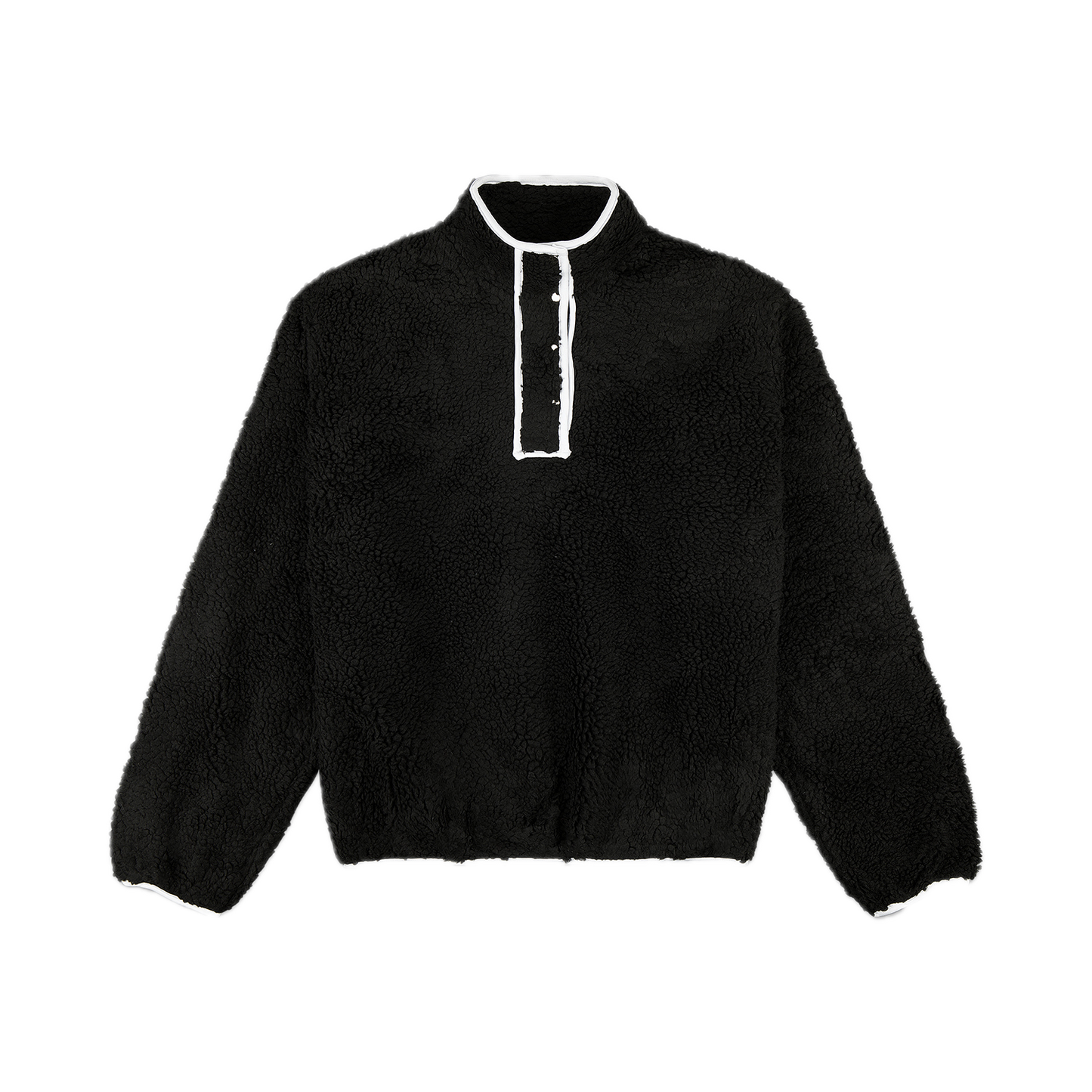 black pullover fleece flat lay - black