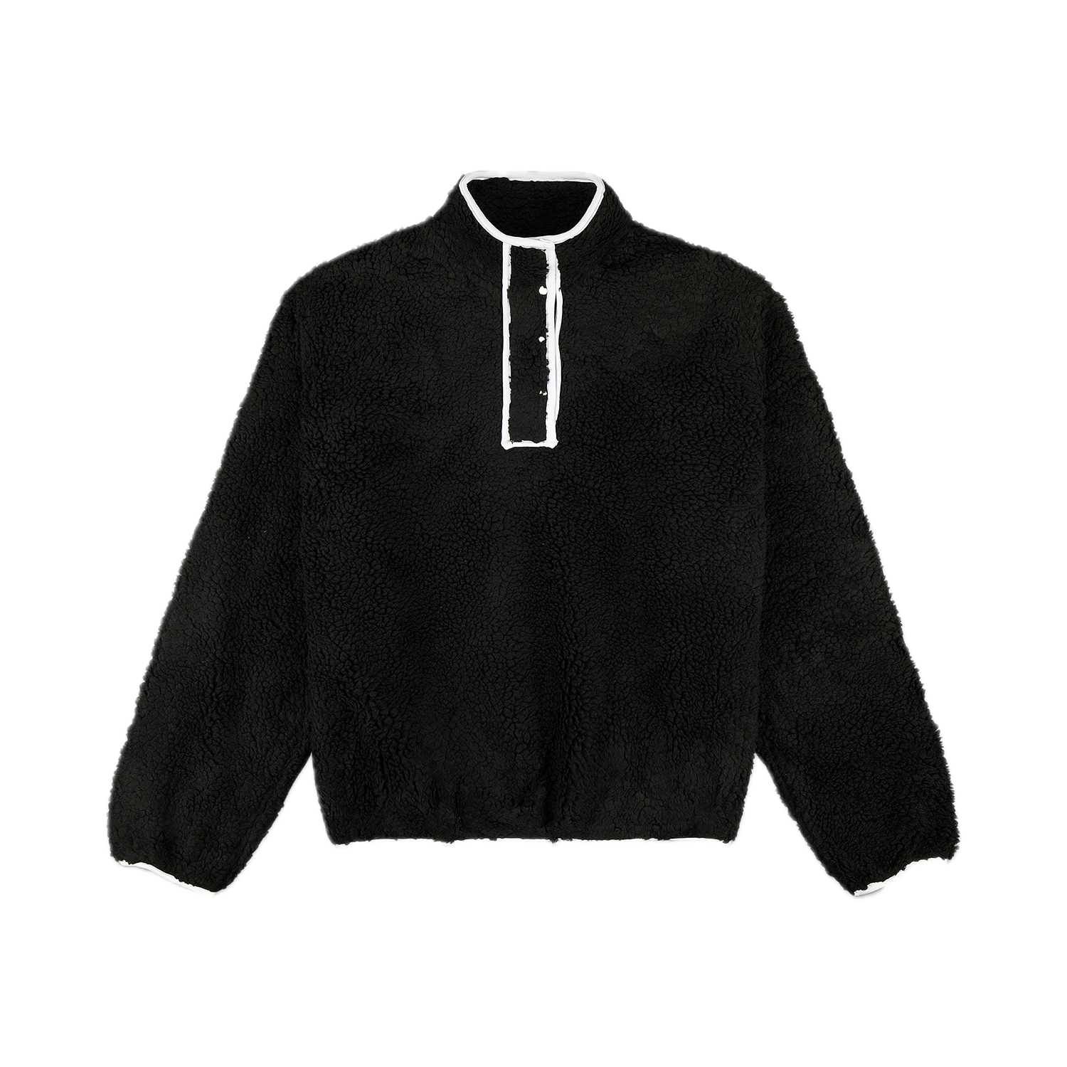 black pullover fleece flat lay- black