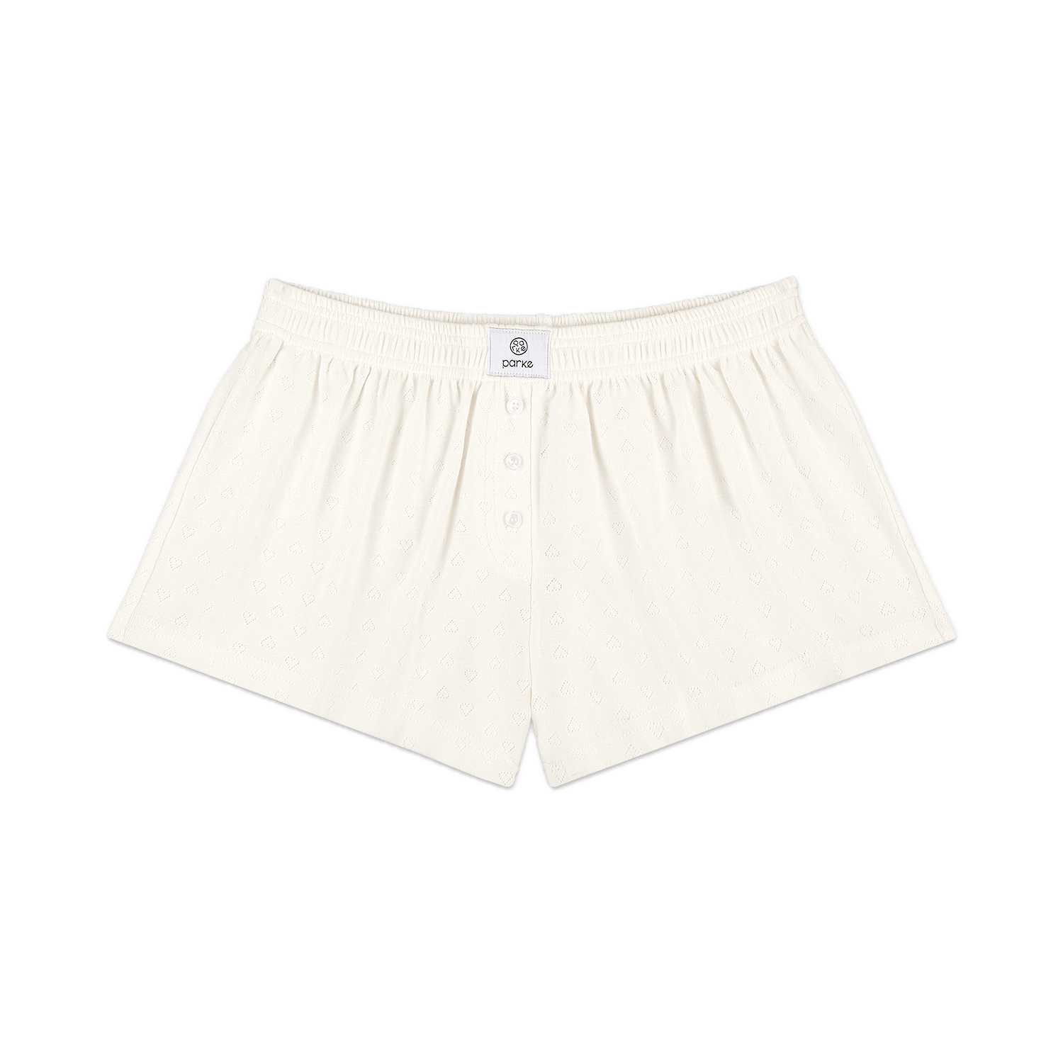 heart pointelle boxer pant flat lay- white