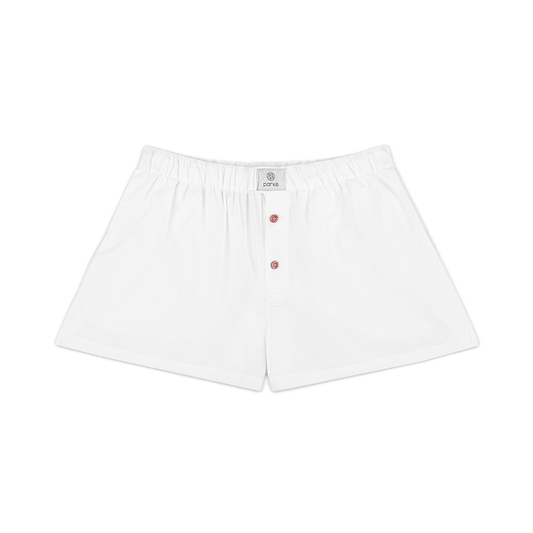 white boxer short flat lay -white