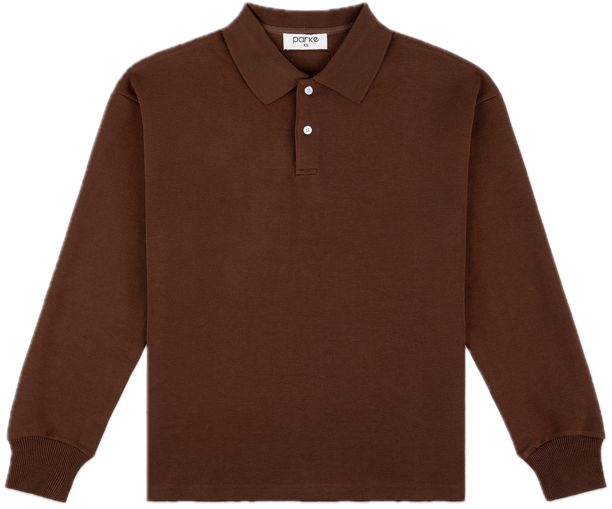 flat lay long sleeve polo - chocolate