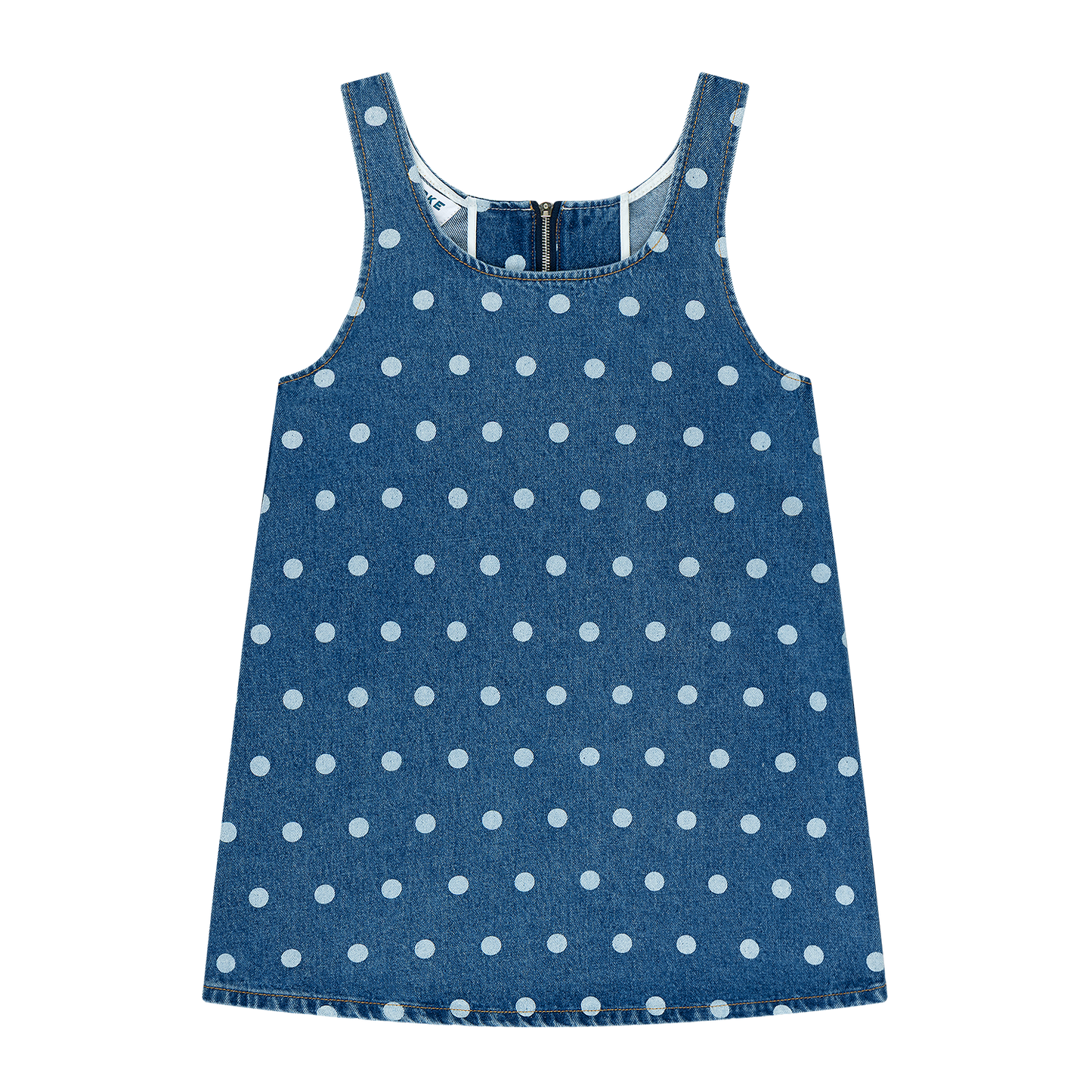 Polka Dot Mini Dress - Medium Wash Polka Dot
