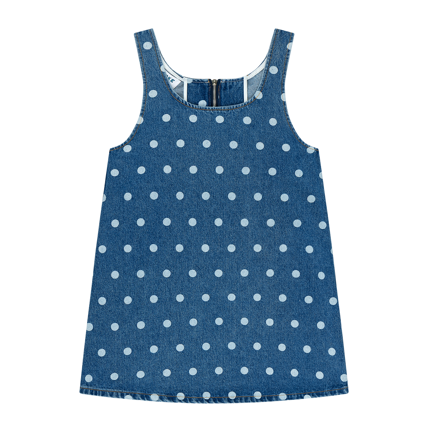 Polka Dot Mini Dress - Medium Wash Polka Dot