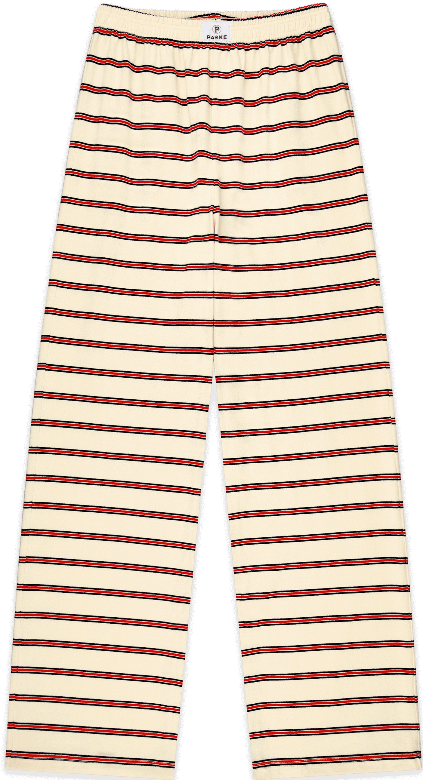cotton boxer pants flat lay -firecracker stripe