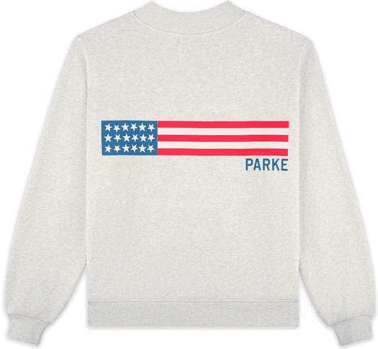 stars and stripe mockneck -heather grey
