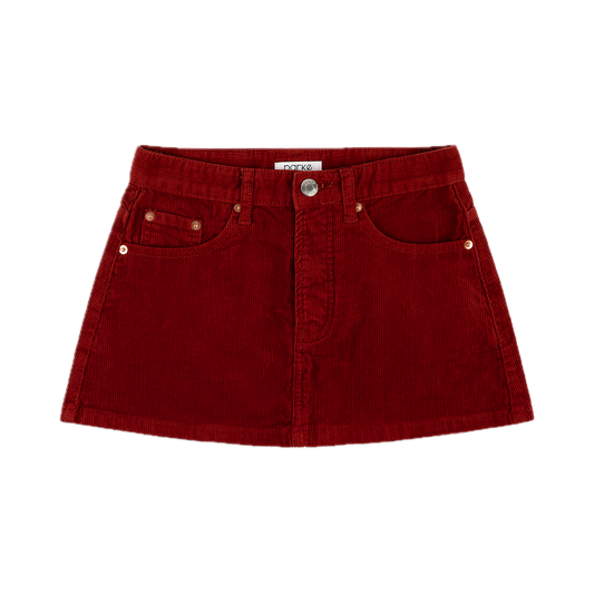 burgundy cord mini skirt flat lay- burgundy