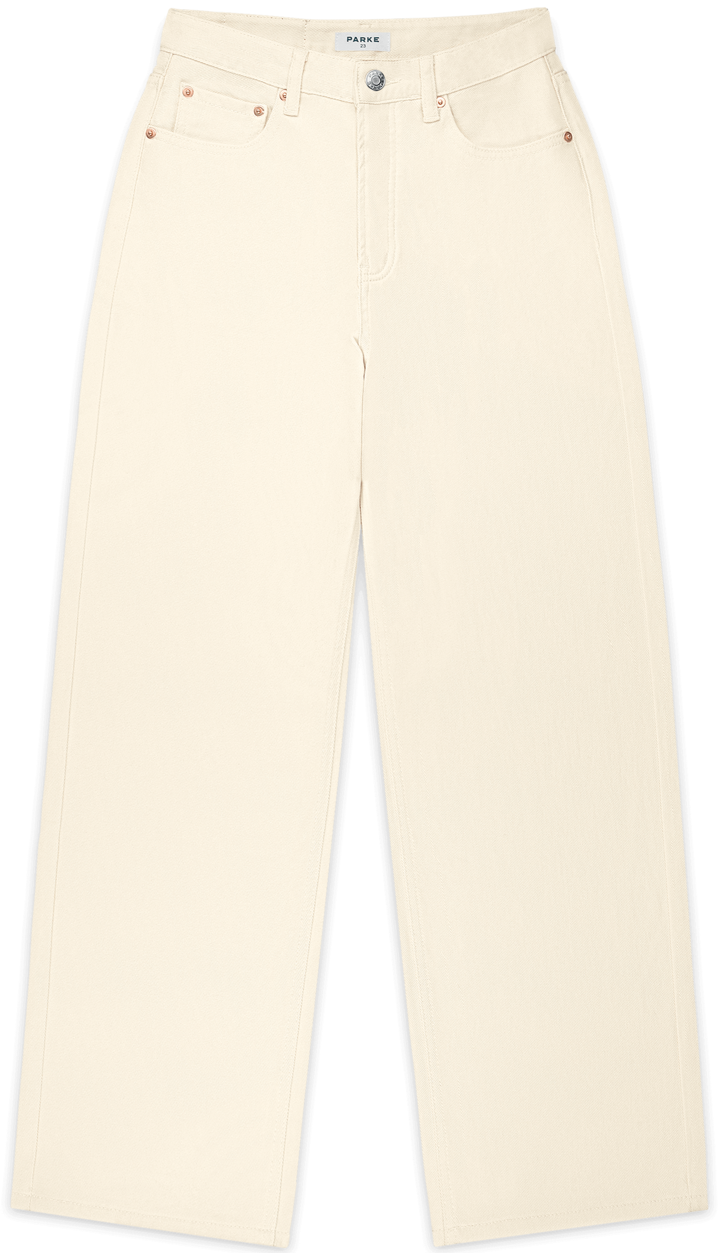 aureum x parke wide leg jean flat lay -cream